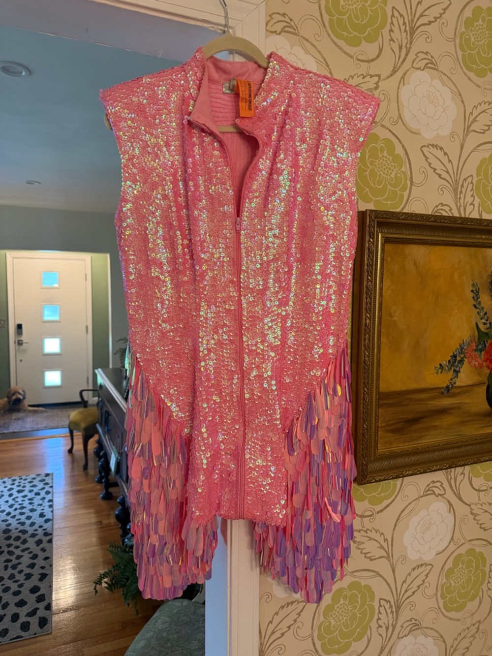 Pink Sequin Fringe Vest